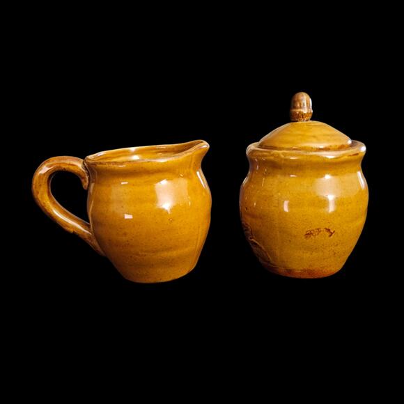 Cracker Barrel Bountiful Harvest Stoneware Sugar & Creamer Set Acorn Oak Leaf - Picture 3 of 7